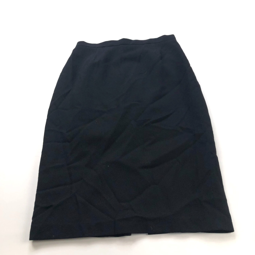 Cache Wool Blend Small (Fits 28In) Pleated Lined Knee Length Skirt Black